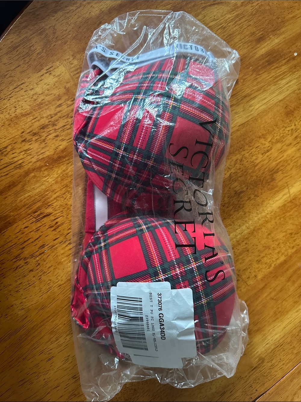 Victoria's Secret Red Plaid Tartan Push-Up Bra